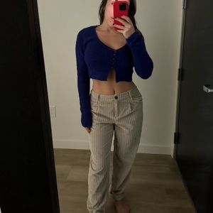 Zara cropped blue knit sweater